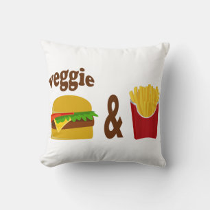 Veggie Burger and Fries Throw Pillow