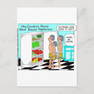 Veggie Cannibals Funny Offbeat Cartoon Gifts Postcard