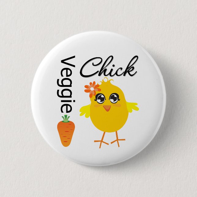 Veggie Chick 2 Inch Round Button (Front)