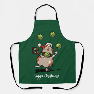 Veggie Christmas! Guinea Pig Juggling Sprouts Apron