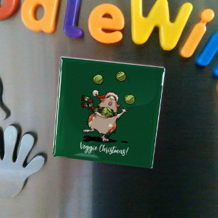 Veggie Christmas! Guinea Pig Juggling Sprouts Magnet