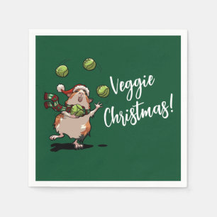 Veggie Christmas! Guinea Pig Juggling Sprouts Napkin
