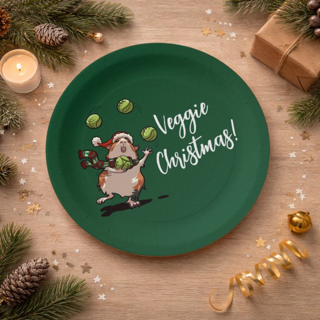 Veggie Christmas! Guinea Pig Juggling Sprouts Paper Plate (Creator Uploaded)