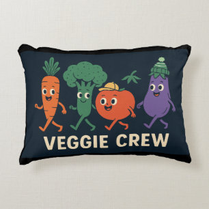 Veggie Crew – Funny Walking Vegetables Illustratio Accent Pillow