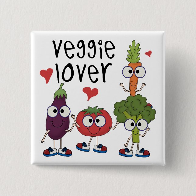 Veggie Lover 2 Inch Square Button (Front)