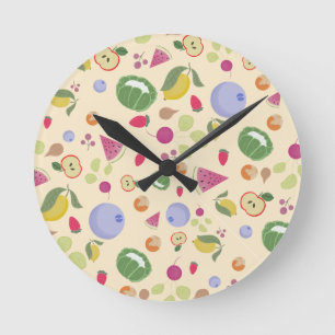 veggies and fruits round clock