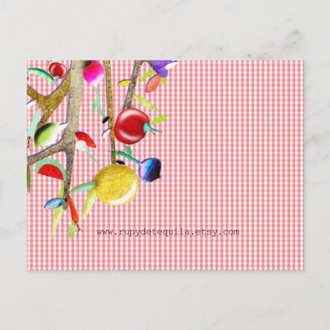 Veggies Watercolor Vichy Pattern Postcard (Front)