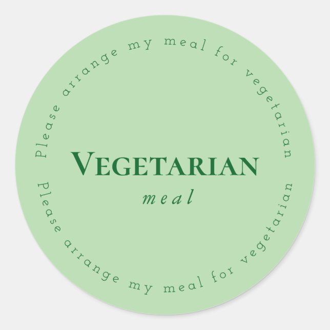 Vegitarian meal Request Sticker, Green Classic Round Sticker (Front)