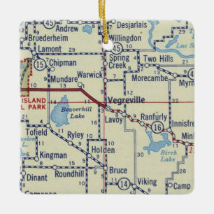 Vegreville AB Vintage Map Ceramic Ornament