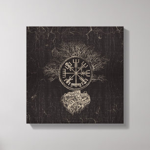 Vegvisir and Tree of life -Yggdrasil Canvas Print