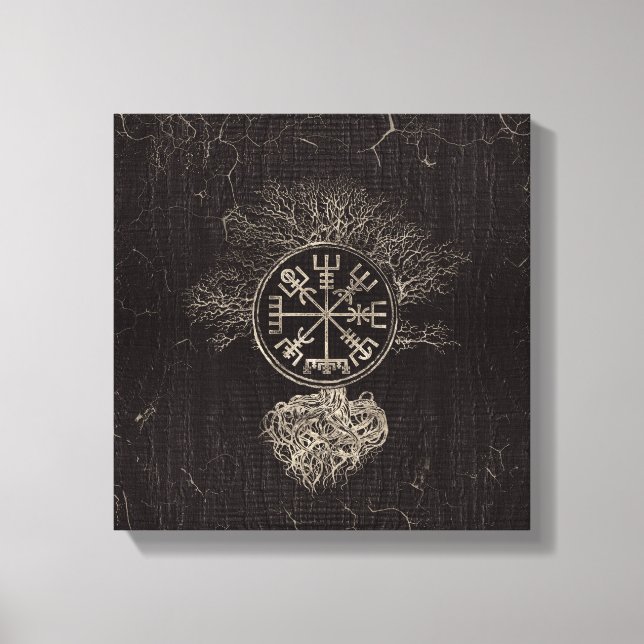 Vegvisir  and Tree of life  -Yggdrasil Canvas Print (Front)