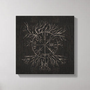 Vegvisir and Tree of life Yggdrasil Canvas Print