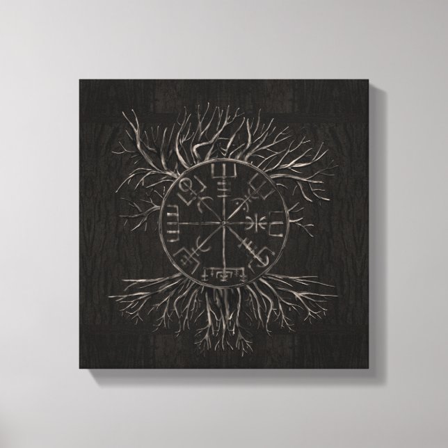 Vegvisir and Tree of life Yggdrasil Canvas Print (Front)