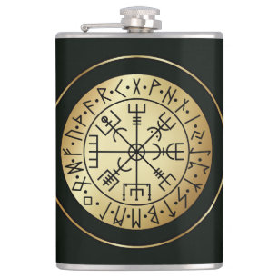 Vegvisir Compass: Guiding Runes of Iceland Hip Flask