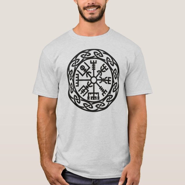Vegvisir, Icelandic Compass, Runes, Protection T-Shirt (Front)