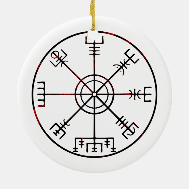 Vegvisir Icelandic Protective Runes Ceramic Ornament (Back)