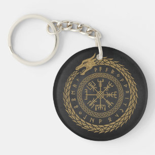 Vegvisir Norse Serpent Rune Circle Design Keychain