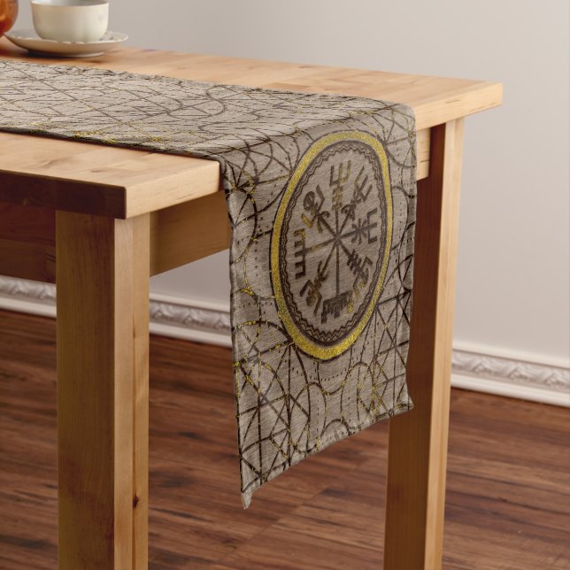 Vegvisir. The Magic Navigation Viking Compass Short Table Runner (In Situ)