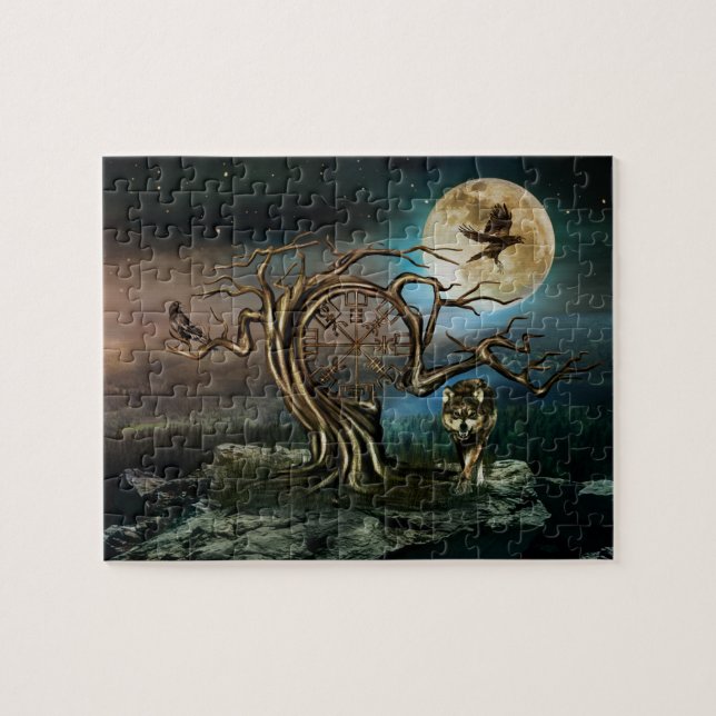 Vegvisir Tree Moon landscape Jigsaw Puzzle (Horizontal)