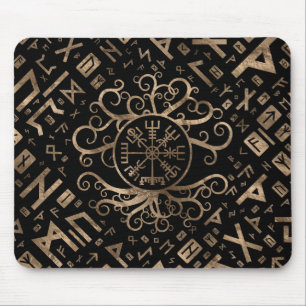 Vegvisir Tree of life Yggdrasil and Runes Mouse Pad