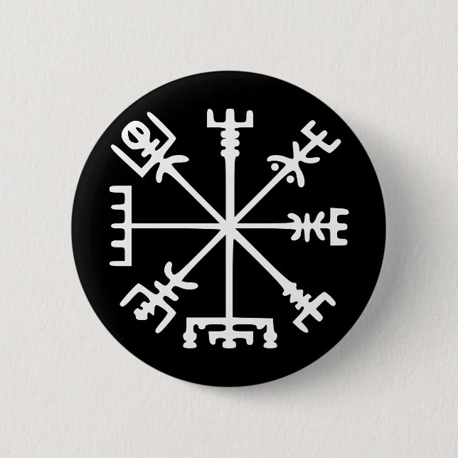 Vegvísir (Viking Compass) 2 Inch Round Button (Front)