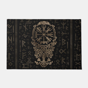 Vegvisir - Viking Compass on Futhark pattern Doormat