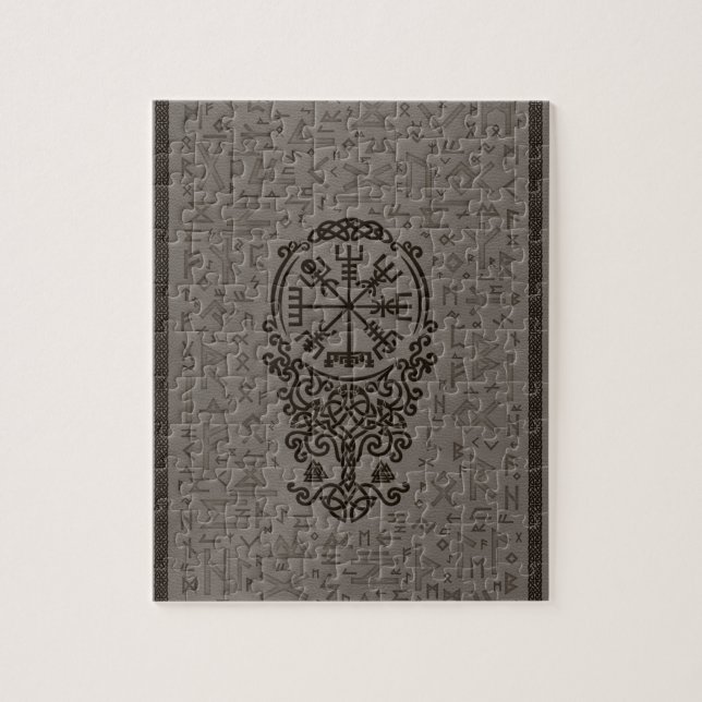 Vegvisir - Viking Compass on Futhark pattern Jigsaw Puzzle (Vertical)