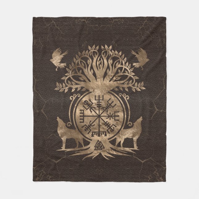 Vegvisir - Viking Compass Ornament Fleece Blanket (Front)