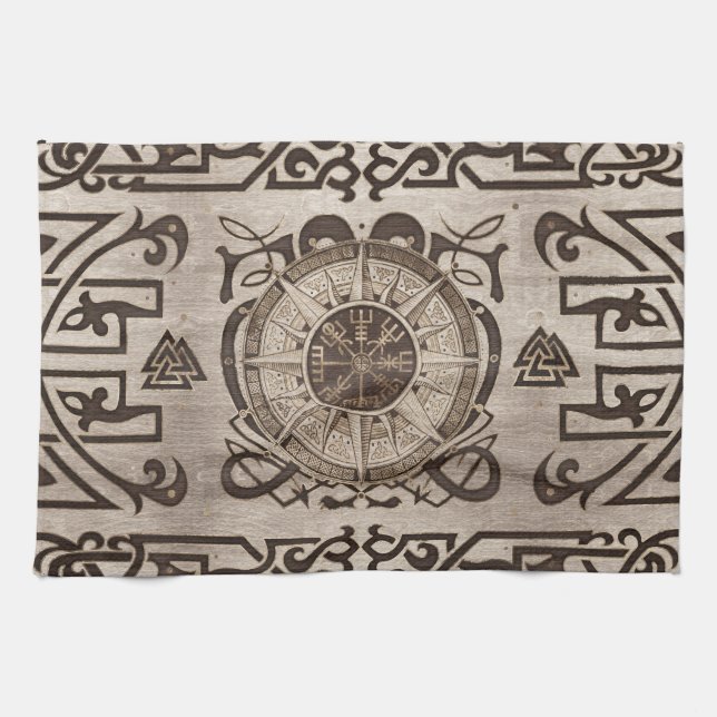 Vegvisir - Viking Compass Ornament Kitchen Towel (Horizontal)