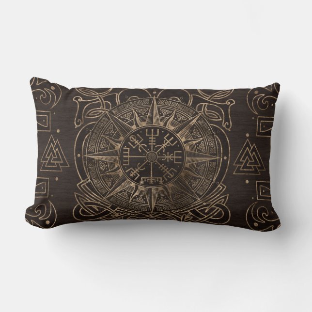 Vegvisir - Viking Compass Ornament Lumbar Pillow (Front)