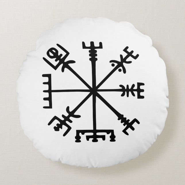 Vegvísir (Viking Compass) Round Pillow (Front)