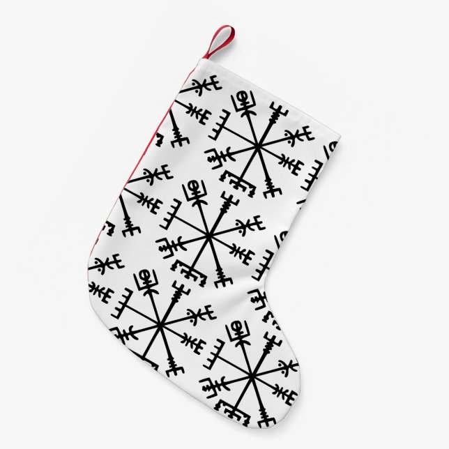 Vegvísir (Viking Compass) Small Christmas Stocking (Front (Hanging))