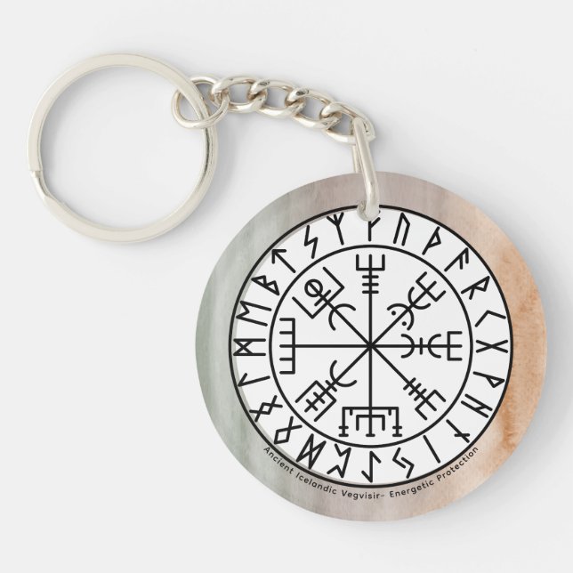 Vegvisir Viking Compass Symbol Design Keychain (Front)