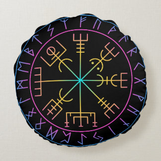 Vegvisir Viking Compass Symbol Design Round Pillow