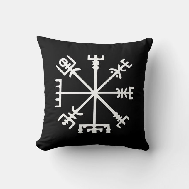 Vegvísir (Viking Compass) Throw Pillow (Front)