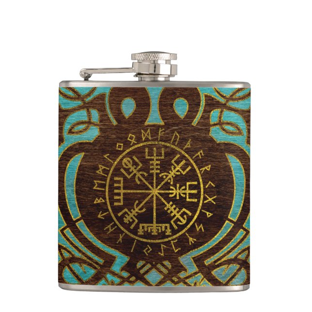 Vegvisir - Viking  Navigation Compass Hip Flask (Front)