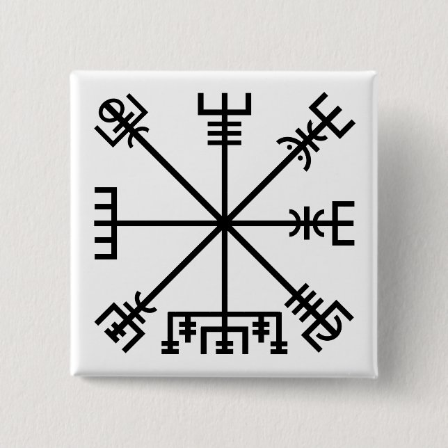Vegvisir Viking Symbol 2 Inch Square Button (Front)