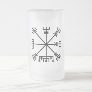 Vegvisir Viking Symbol Frosted Glass Beer Mug