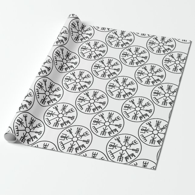 vegvisir Viking Symbol Norse Shield Odin Wrapping Paper (Unrolled)