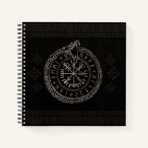 Vegvisir with Ouroboros and runes Notebook