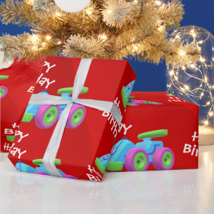Vehicle Birthday Wrapping Paper
