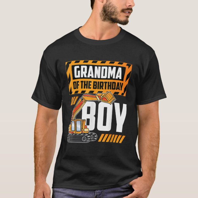 vehicle construction excavator Grandma of the Birt T-Shirt (Front)