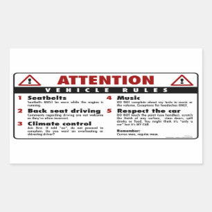 Vehicle Rules - Red and White Sticker