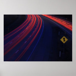 Vehicle Traffic Tail Light Trails Poster