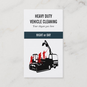 Vehicles heavy duty men cleaning red black business card