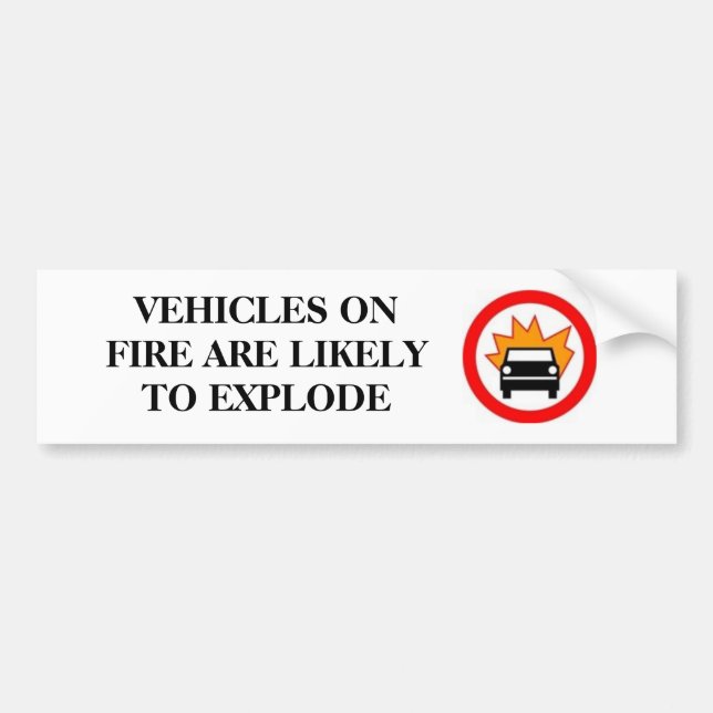 VEHICLES ON FIRE BUMPER STICKER (Front)