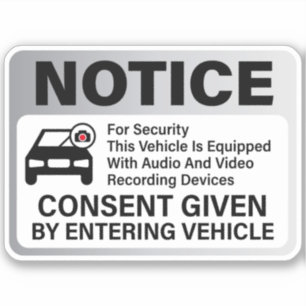 Vehicles Security Camera Warning Sign