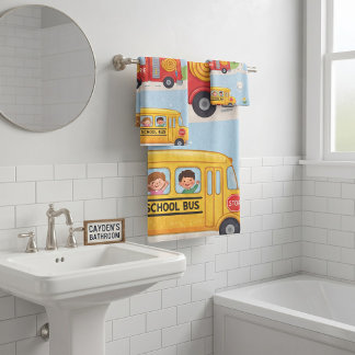 Vehicles themed Zoom & Roll Bath Towel Set
