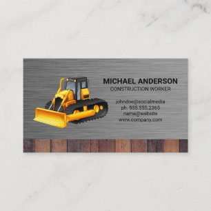 Véhicule de construction   Carte de visite en bois