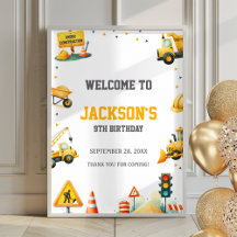 Véhicules de construction Affiche de bienvenue de 